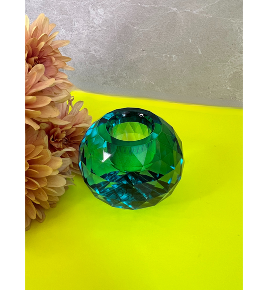 C'est Bon - Kerzenhalter Kristall Petrol, 6 x 6 x 4,5 cm