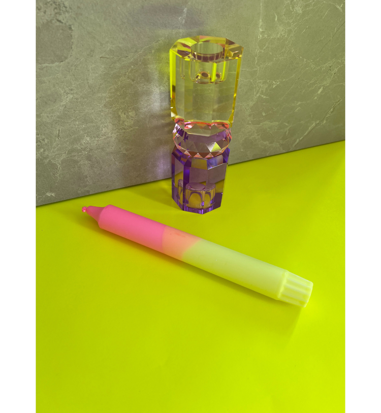C'est Bon - Kerzenhalter Kristall Butter - Baby Pink - Violett, 15 x 5,5 cm