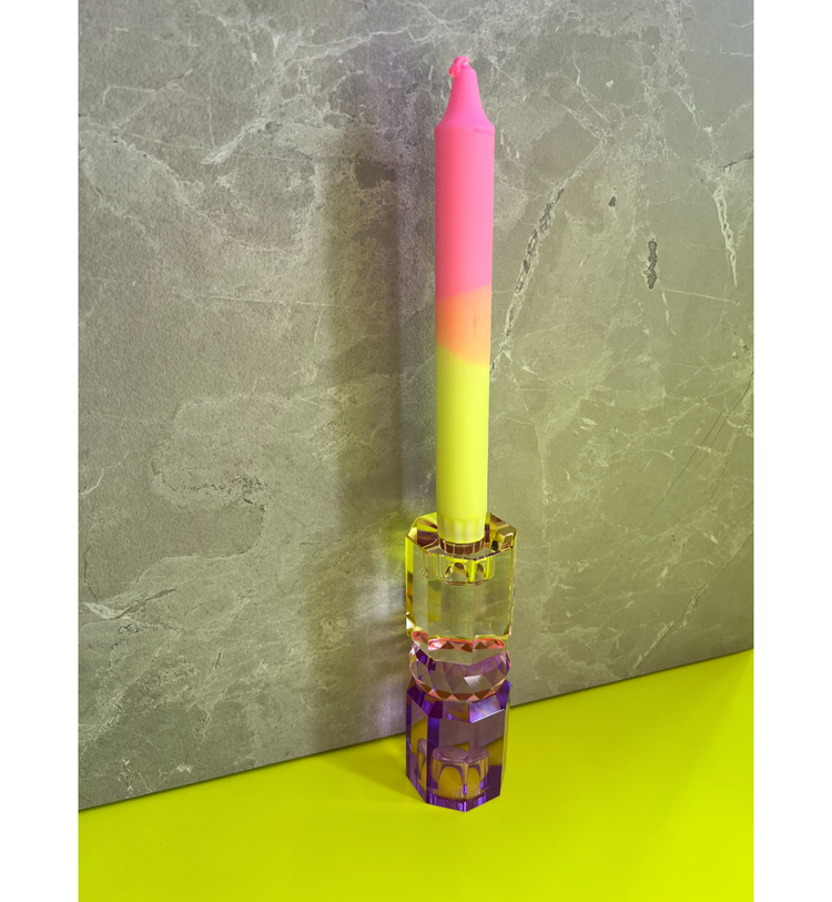 C'est Bon - Kerzenhalter Kristall Butter - Baby Pink - Violett, 15 x 5,5 cm