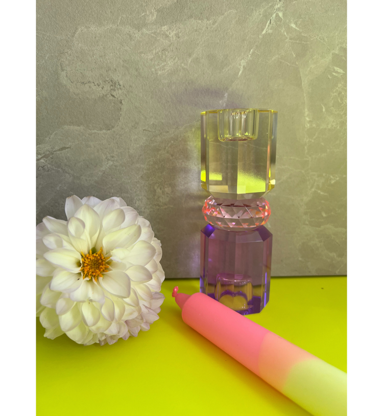 C'est Bon - Kerzenhalter Kristall Butter - Baby Pink - Violett, 15 x 5,5 cm