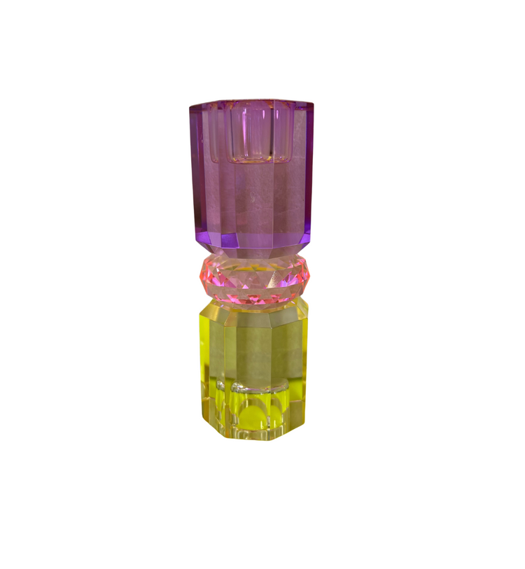 C'est Bon - Kerzenhalter Kristall Butter - Baby Pink - Violett, 15 x 5,5 cm