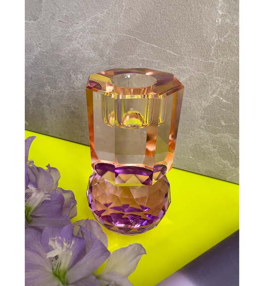 C'est Bon - Kerzenhalter Kristall Hellbraun - Violett, 10,5 x 6 x 6 cm