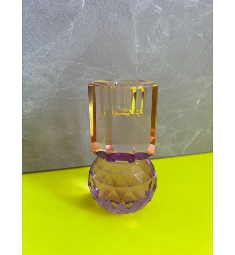 C'est Bon - Kerzenhalter Kristall Hellbraun - Violett, 10,5 x 6 x 6 cm