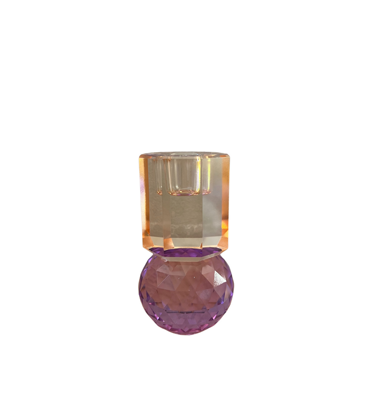 C'est Bon - Kerzenhalter Kristall Hellbraun - Violett, 10,5 x 6 x 6 cm