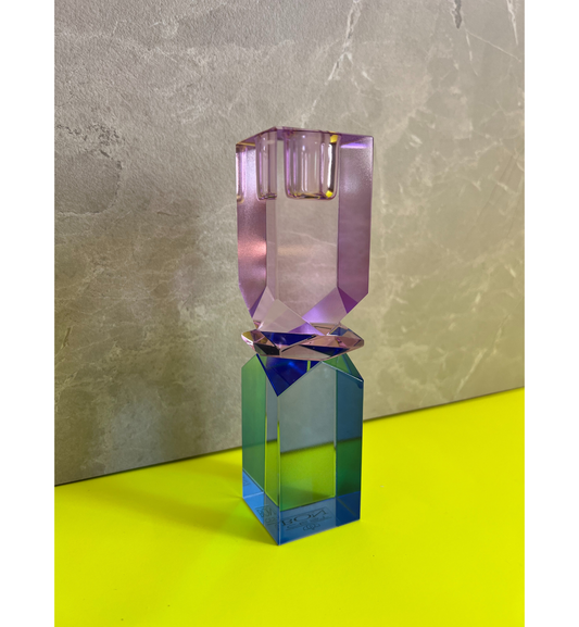 C'est Bon - Kerzenhalter Kristall Violett - Pink - Kobalt, 16 x 4 x 4 cm