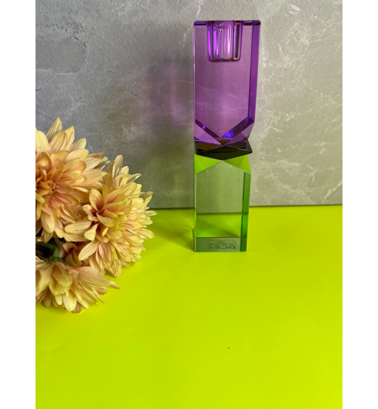C'est Bon - Kerzenhalter Kristall Violett - Braun - Grün, 16 x 4 x 4 cm
