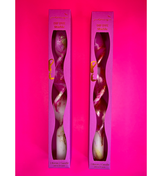 Pink Stories - Kerze Dip Dye Marble * Juicy Hurricane 2, 1 Kerze