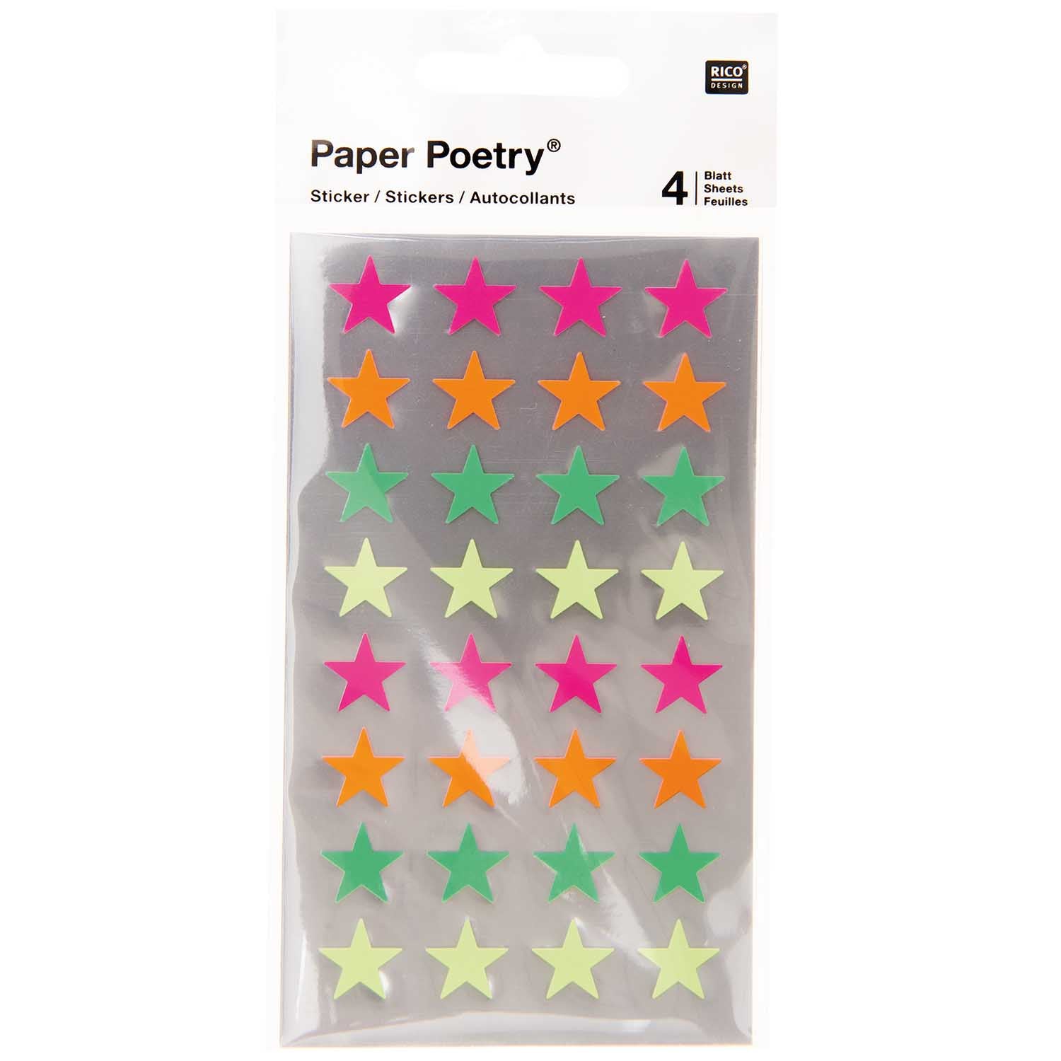 Sticker Sterne in verschiedenen Neonfarben von Rico Design