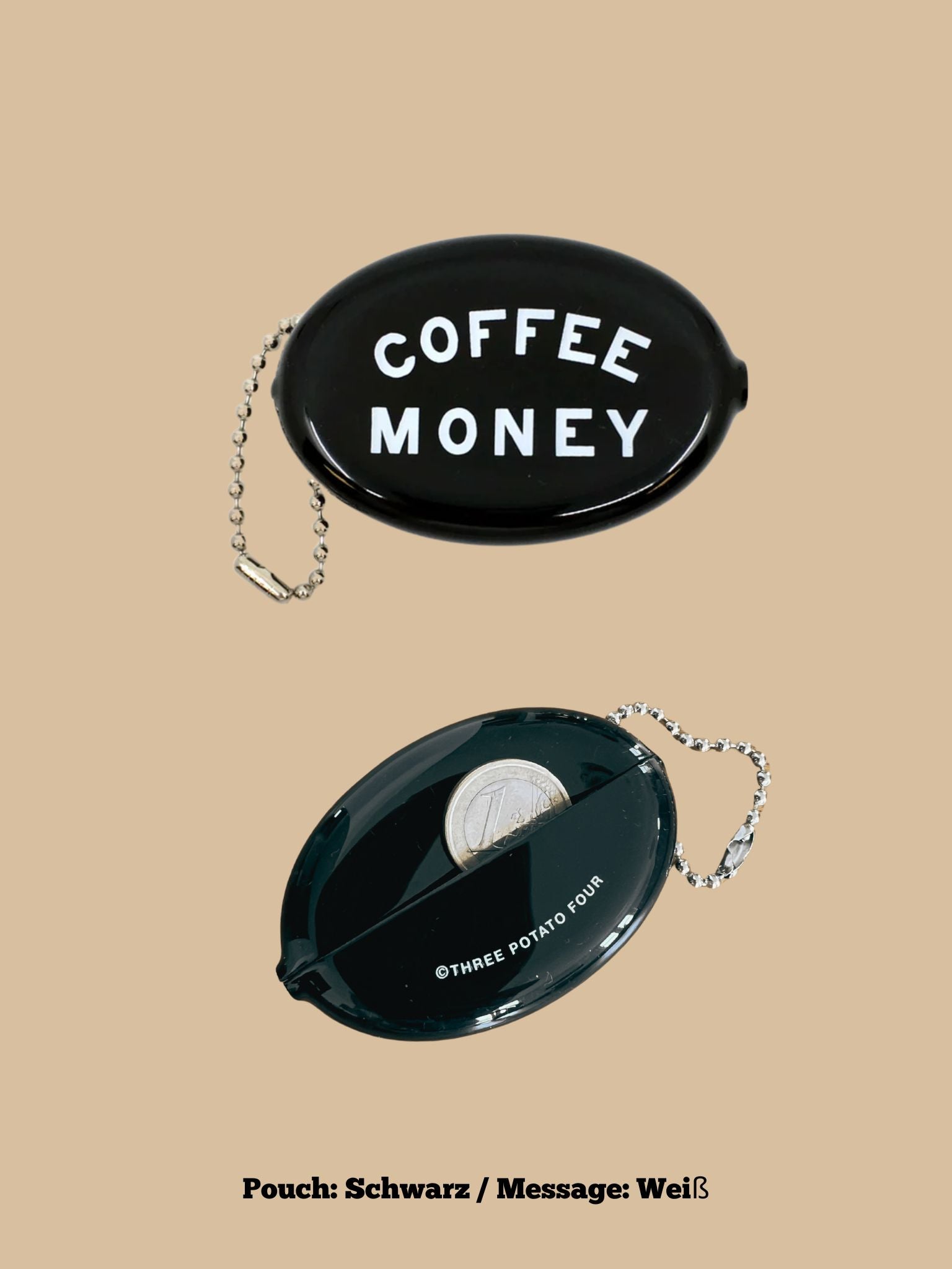Münzbeutel (Coin Pouch) Coffee Money (Pouch: Schwarz, Message: Weiß)