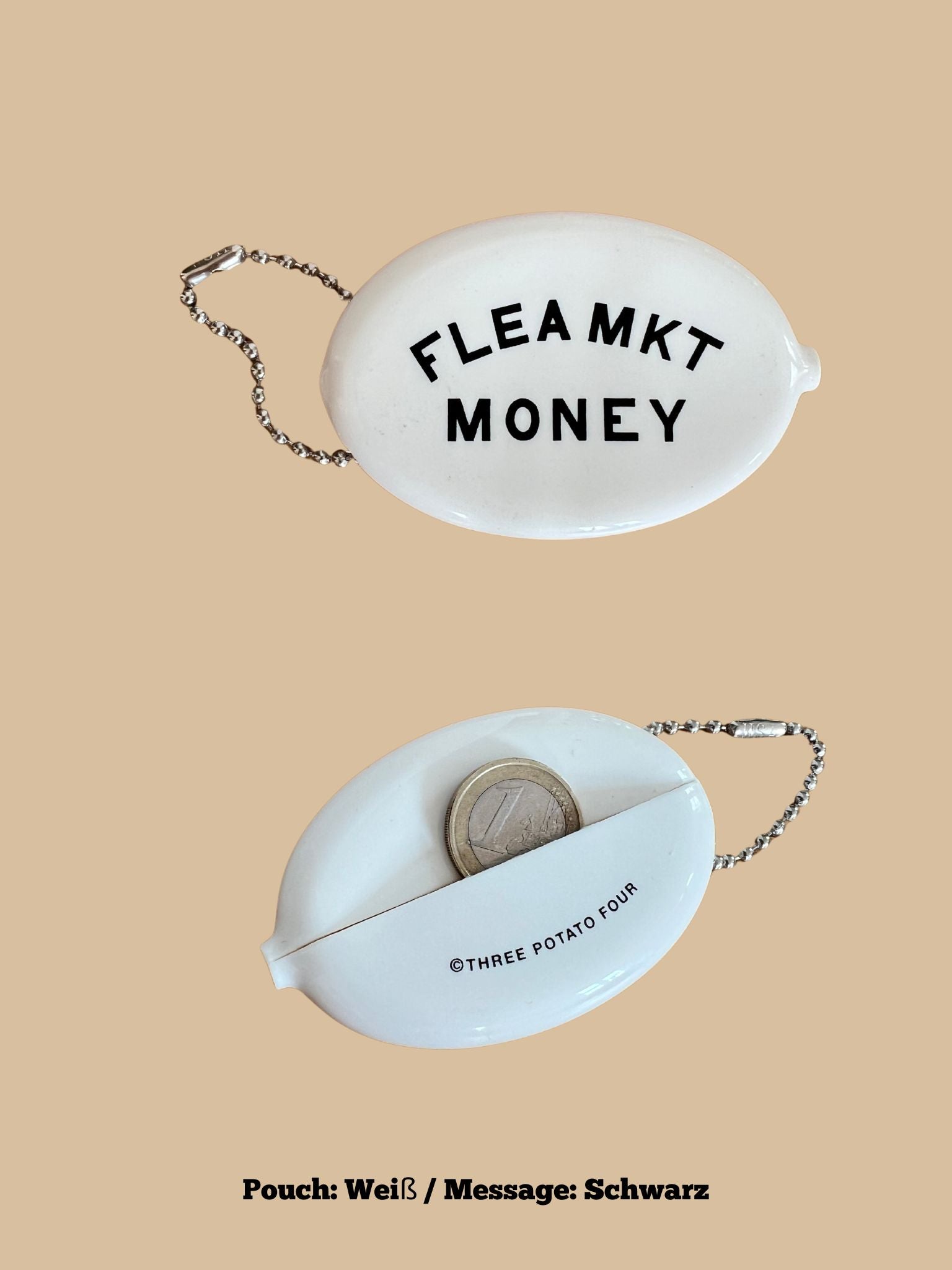 Münzbeutel (Coin Pouch) Fleamkt Money (Pouch: Weiß, Message: Schwarz)
