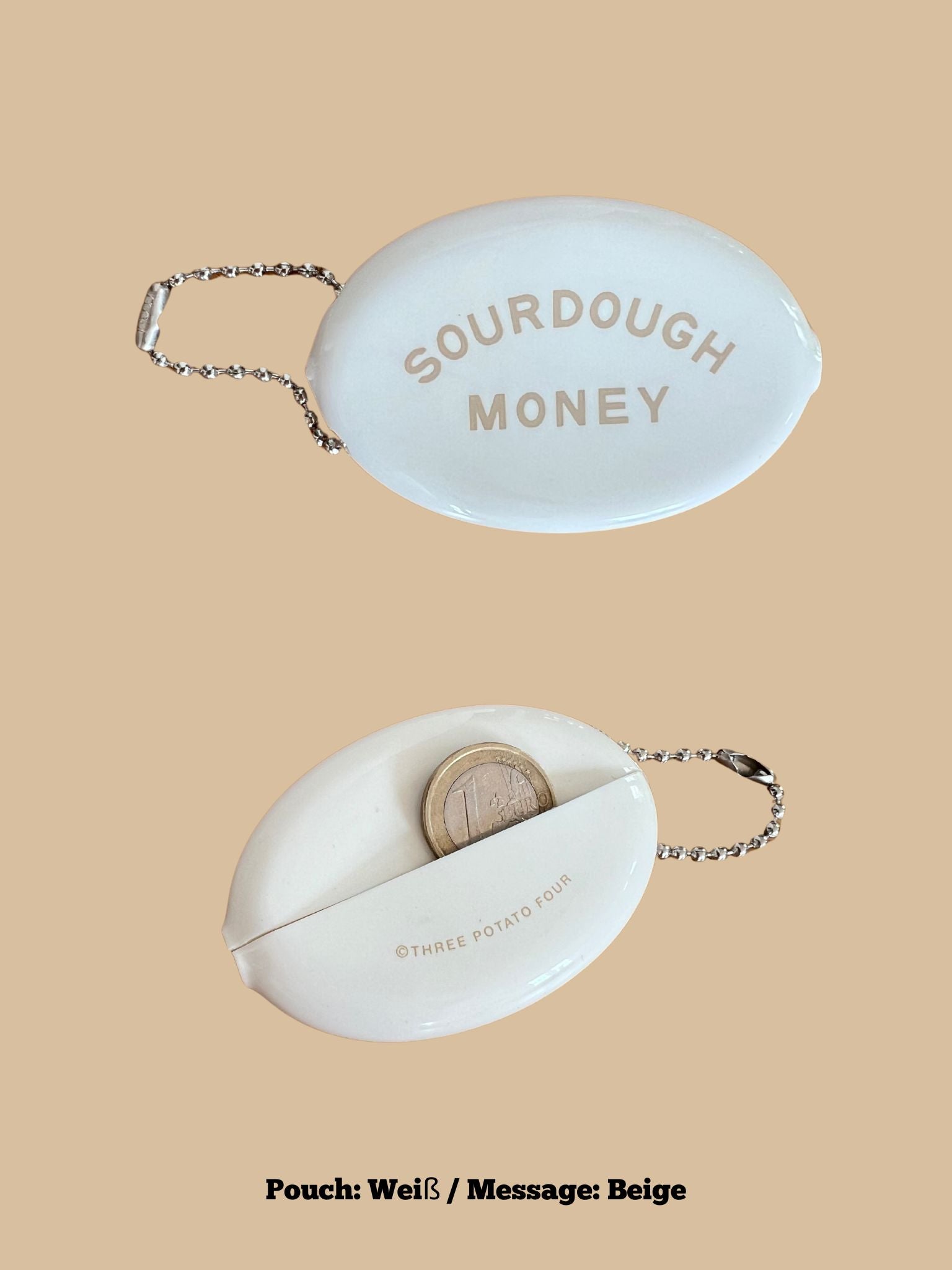 Münzbeutel (Coin Pouch) Sourdough Money (Pouch: Weiß, Message: Beige)