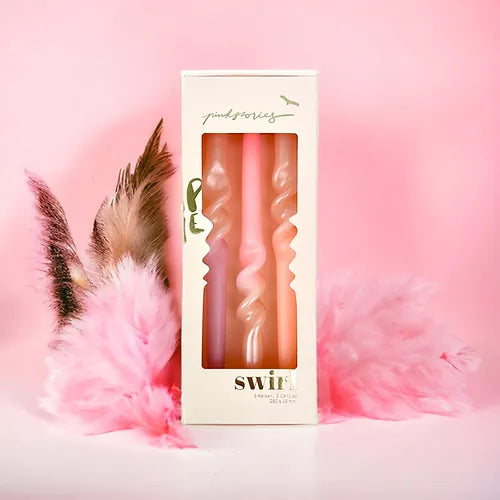 Pink Stories - Kerze Dip Dye Swirl * Happy Place