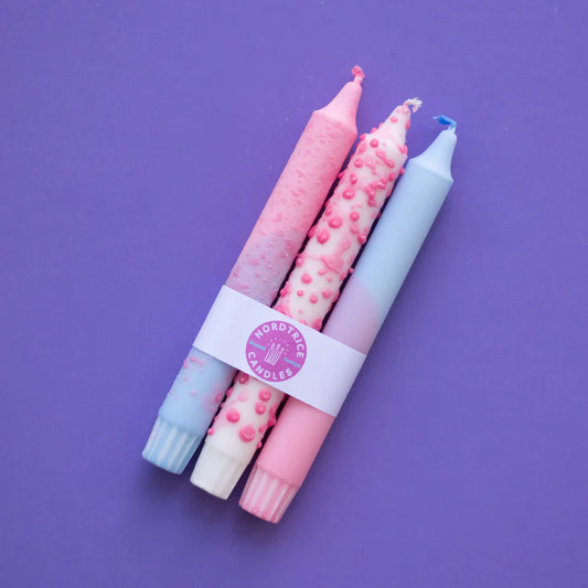 Nordtrice Candles - Kronelys Fuchsia Kerzen-Set, 3 Stück