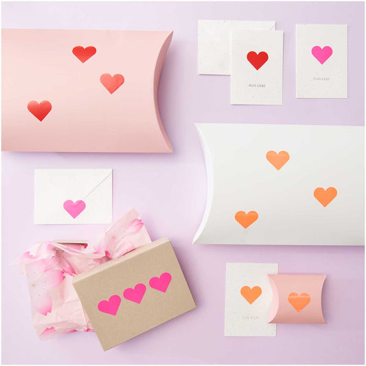 Paper Poetry - Sticker Herzen Neon-Pink, 120 Stück